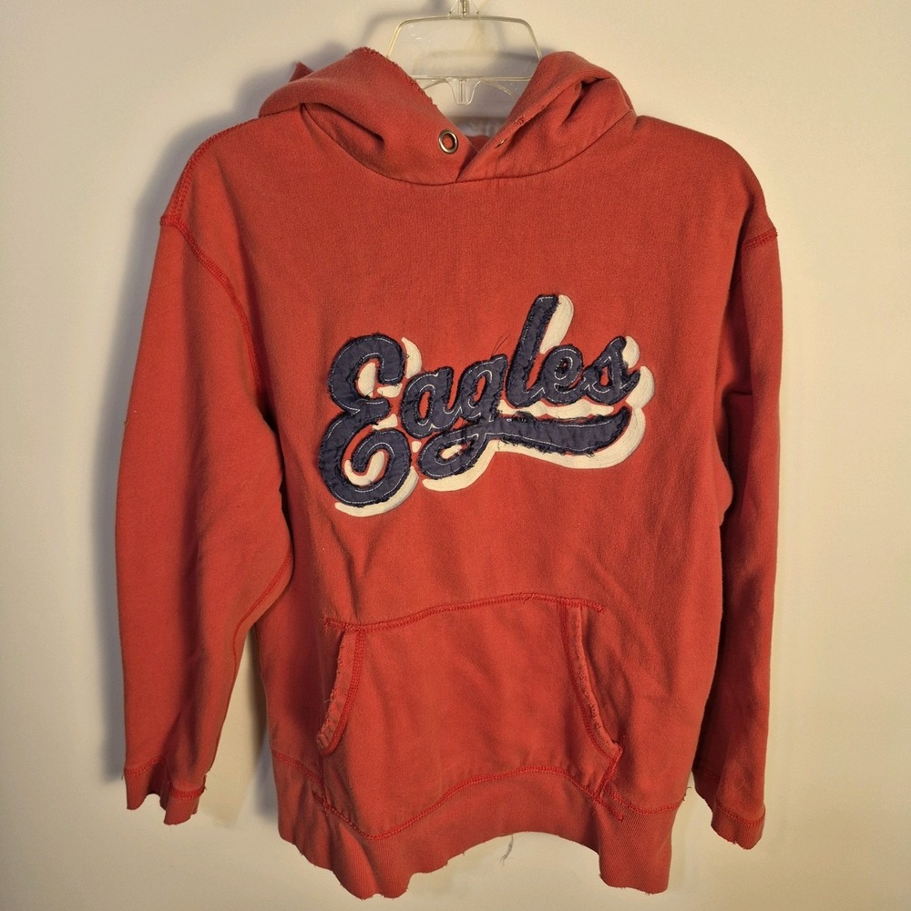 Vintage Y2K Vibe Unisex M Red/Orange  Hoodie Pullover Eagle Logo Applique